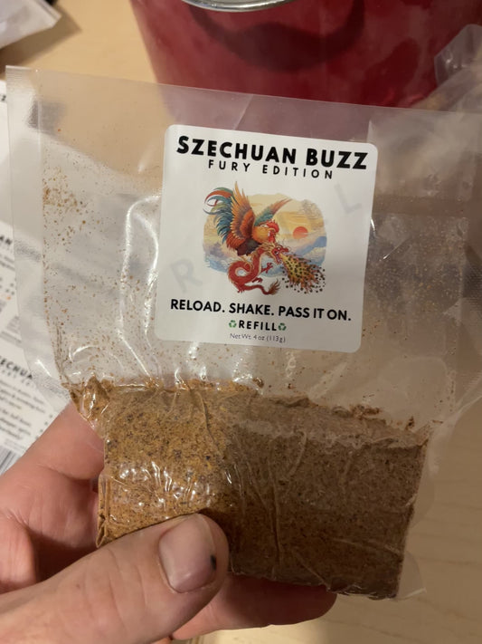 Szechuan Buzz Chef’s Bundle – 4oz Dredge + 4oz Refill + Gate of Spirit Relic Necklace